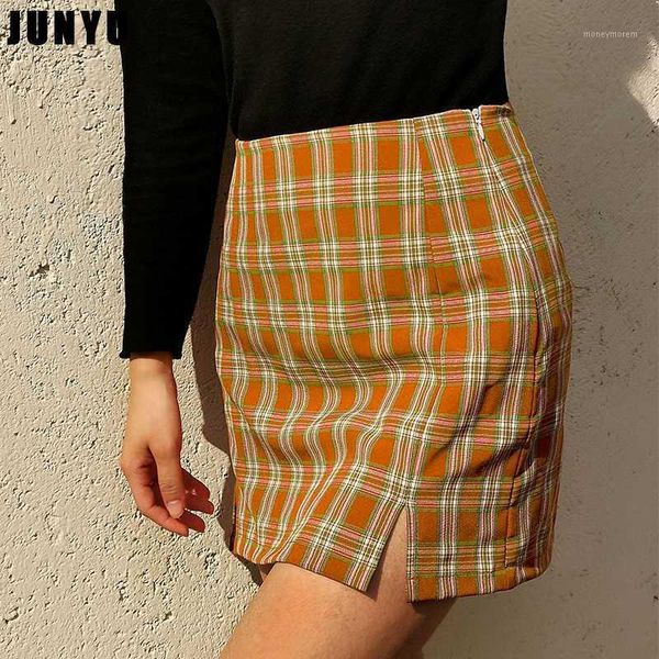 

skirts women skirt a line pencil high waist plaid mini short spring summer casual girl streetwear lady buttoms zipper back1, Black