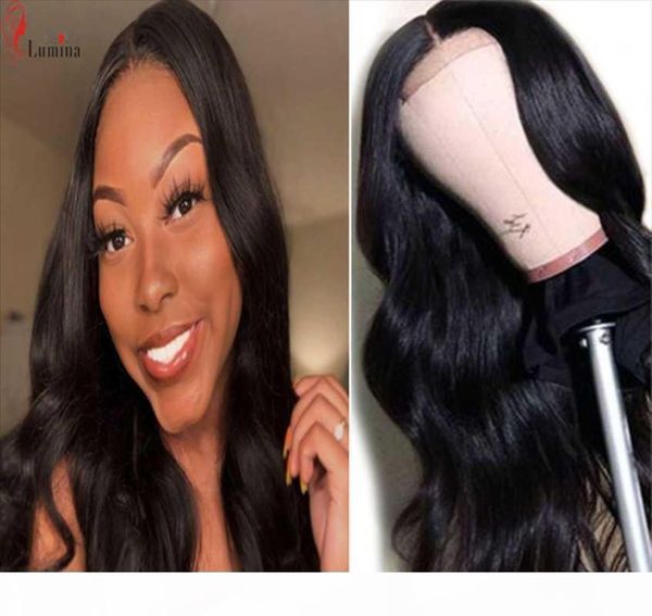 

body wave lace wigs 100% human hair 4x4 lace closure wig natural black color wigs beauty lumina pre plucked for black women, Black;brown