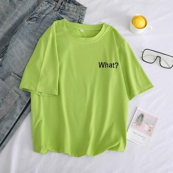 

green print t-shirt woman short sleeve shirts casual loose black white aesthetic tshirt women cute yellow plus size tee 4xl1