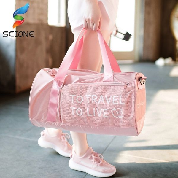 

black friday 2020 new women gym sports bag outdoor travel letter printing portable dry wet separation training men fitness backpack