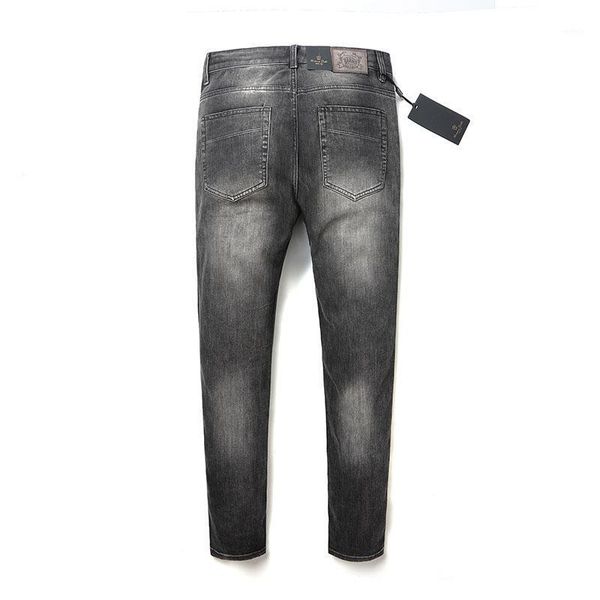 

brand streetwear men trendy fashion slim skinny stretch casual jeans straight motorcycle pants male pencil denim trouser size 381, Blue