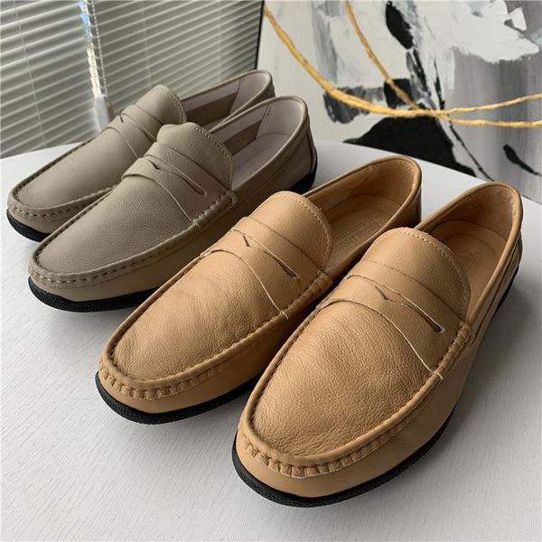 

all leather q-elastic sole produced by odm company early autumn leisure commuting driving doudou shoes for men