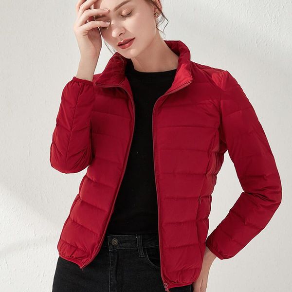 

women's down & parkas winter women ultralight red coats white duck stand collar jackets long sleeve warm parka portable outwear plus si, Black