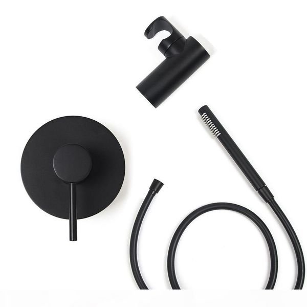 

black single way bathroom bath shower set wall mounted brass mixer valve faucet with handheld shower head 1.5 meter hose bbyqed packing2010