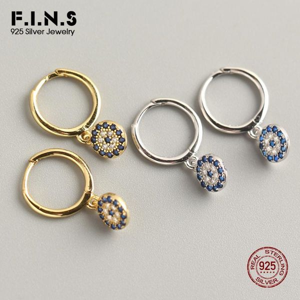 

f.i.n.s корейской мода женщина серьга pure 925 стерлингового серебро циркона круглой подвеска малой мини хооп серьга для женщин ювелирных из, Golden;silver