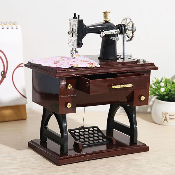 

zakka groceries antique imitation wood sewing machine model music box handicrafts chinese style ornaments ing
