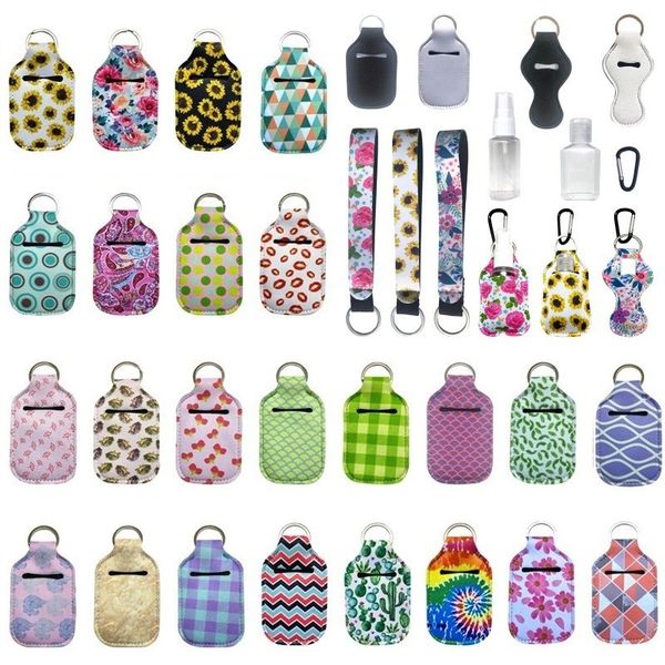 

neoprene sanitizer keychain bag 30ml printed hand soap bottle key ring chapstick holder with baseball dhc1670