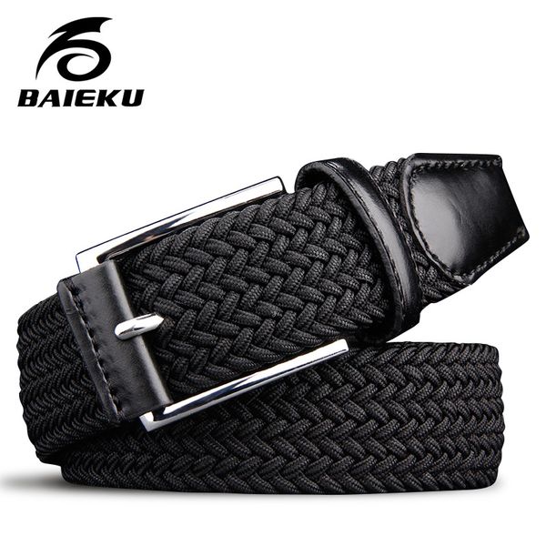 

men's elastic waistband elastic belts for boys stretch braided man fashion 2018 black canvas belt t200113, Black;brown