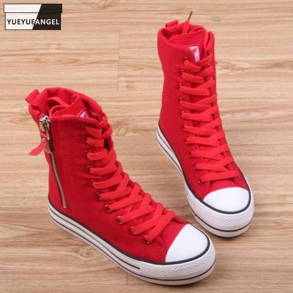 

women high-canvas shoes platform hiddenÂ heels boots autumn lace-up height increasing shoes new female leisure ankle boots, Black