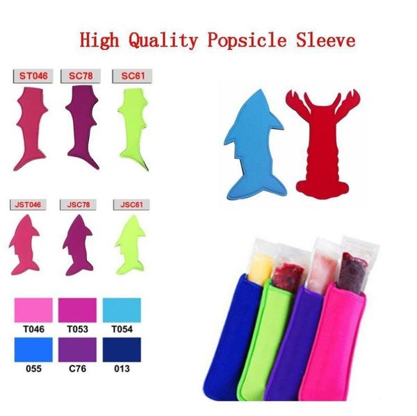 

new popsicle holders sleeve ice pack insulation child ze protection cover popular shark solid color ice sleeves shipping