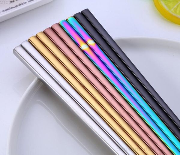 

stainless steel chopsticks simple style candy color tableware l dinnerware 5 colors owc1290