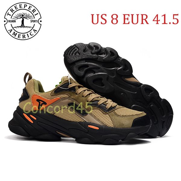 

treeperi fashion chunky 700 soft sole running shoes black olive total orange us 8 eur 41.5 for men trainers