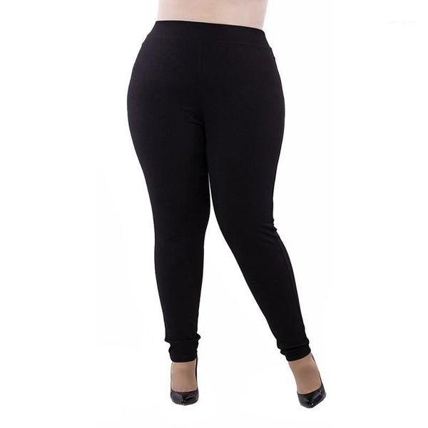 

women solid high waist slim elasticity leggings skinny cut pencil pants ladies casual plus size trousers black 6xl1, Black;white