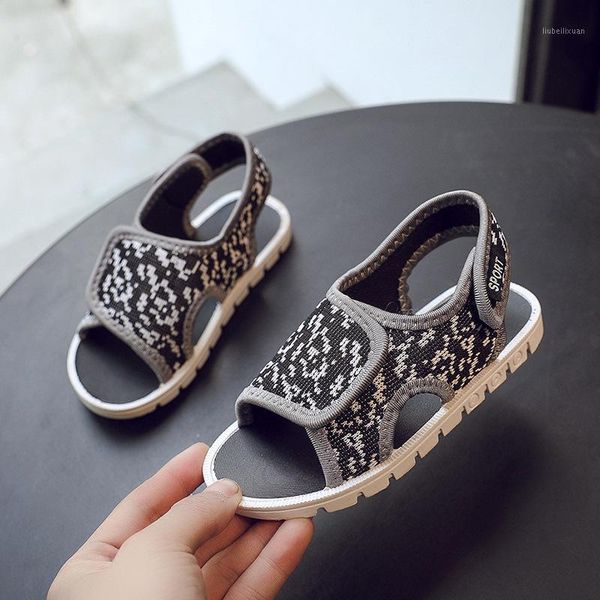 

2020 new children's sandals summer fashion wild magic casual breathable soft mesh sandals ottom non-slip closed toe beach shoes1, Black;red