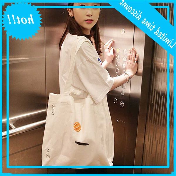 

gk07 south korea ulzzang harajuku embroidered canvas portable one shoulder slant cross women's literature and art bag