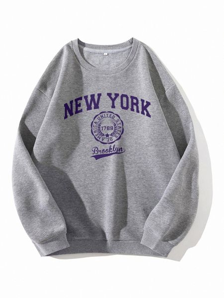 

letter graphic thermal lined sweatshirt l8yh#, White;black