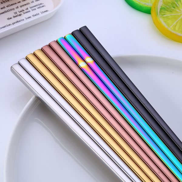 

chopstick 304 stainless steel chopstick wed chopstick square glossy silver gold rose gold black rainbow wholesale 226 v2
