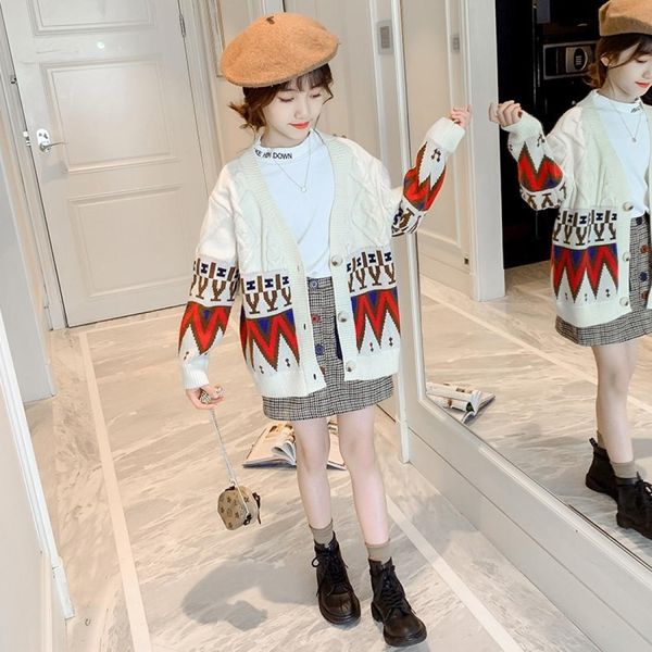 

girls padded cardigan sweater, Black;white