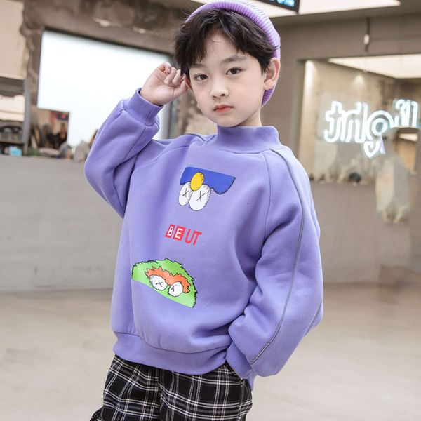 

layer winter plush new boys' double thickened sweater 2020 korean children's cartoon pullover, Black