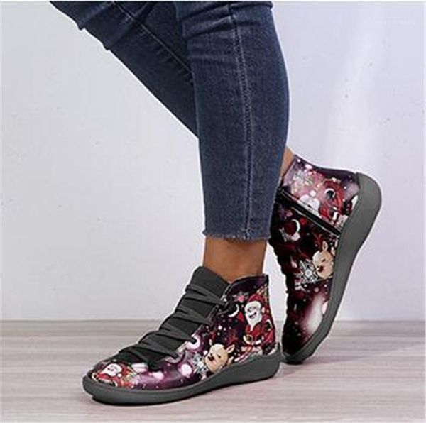 

2020 new winter ankle boot women snow boots genuine leather flats shoes vintage autumn short boots ladies lace up bota feminina1, Black