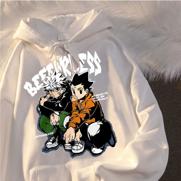 

x men's cute hunter men's hoodies women's pullover sweatshirt killua zoldyck hisoka 90s anime hoodie streetwear areh, Black