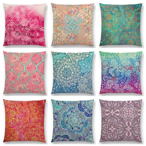 

cushion/decorative pillow beautiful leaf flower gorgeous floral doodle colourful decorative pattern mandalas cushion home decor sofa throw