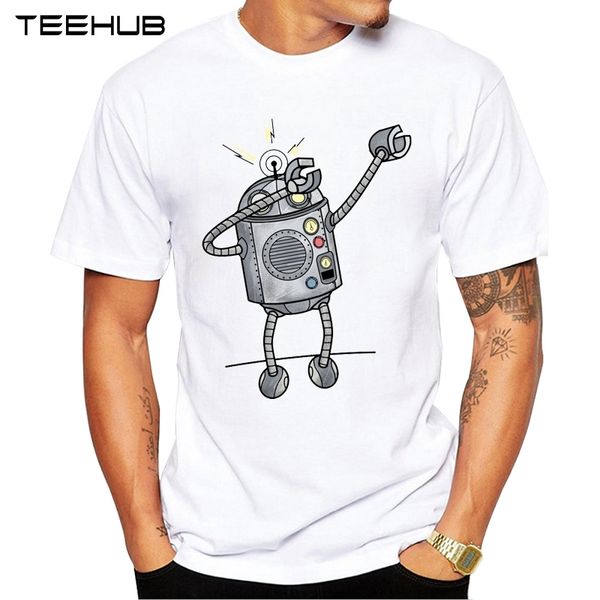 

новые поступления teehub прохладного мужской моды прилагая робот дизайн футболка с коротким рукавом o-образного вырез топами hipster tee спо
