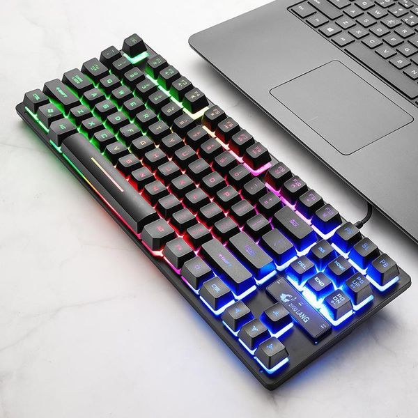 

keyboards 87keys gaming mechanical keyboard wired rgb mix backlit led usb for gamer pc lap