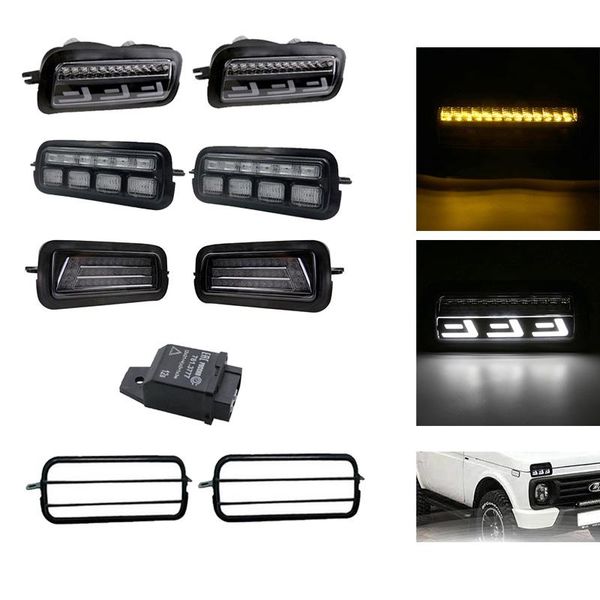 

for lada niva 4x4 urban 1995-2020 side led drl lights white running amber turn signal function accessories led tail light relay