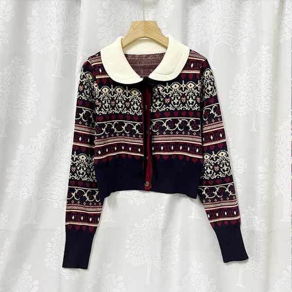 

1226 2022 runway spring summer brand same style sweater long sleeve lapel neck cardigan fashion womens clothes womens xue, White;black