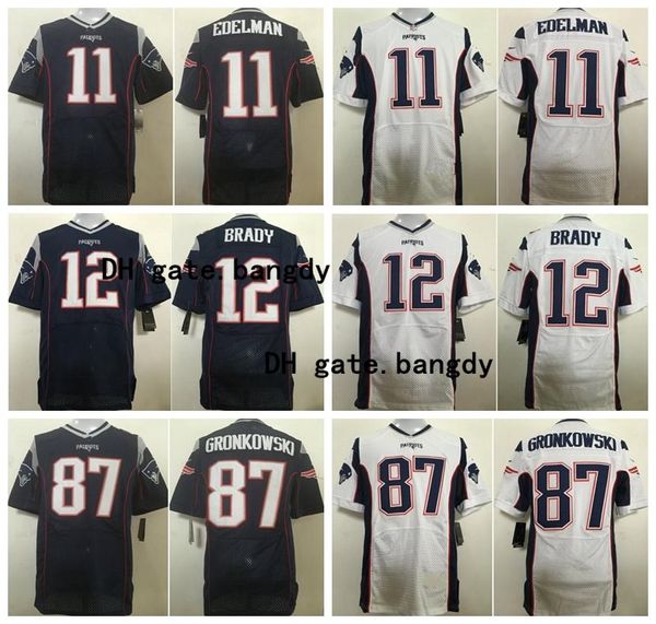 

elite 2020 new england patriots men brady football jerseys 12 tom brady 11 julian edelman 87 rob gronkowski blue football shirt, Black;red