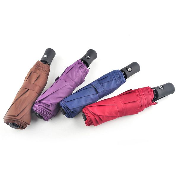 

gentles ladies fully-automatic aluminium alloy fiberglass strong frame three folding compact big rain umbrella