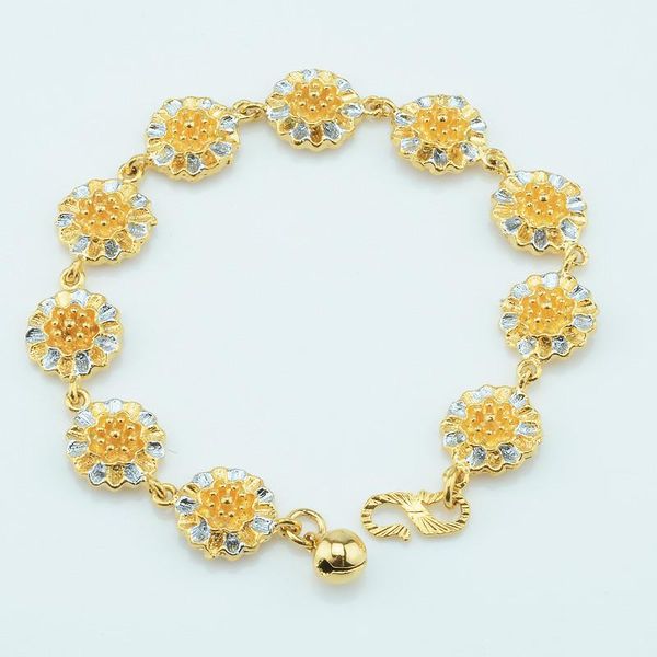 

2 style flowers bracelets women girls gold color link flowers chains 11mm width gift jewelry, Black
