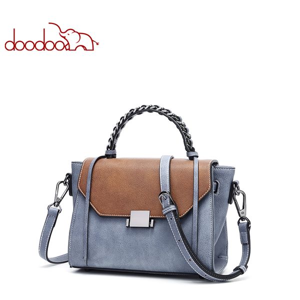 

doodoo brand women handbags female shoulder messenger bags artificial leather handle bag tassel match color stitching tote c0121