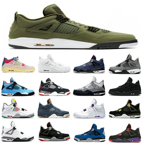

2020 new desert moss green jumpman 4s basketball shoes bred fire red black cat neon white cement mens 4 metallic royalty toro bravo sneakers