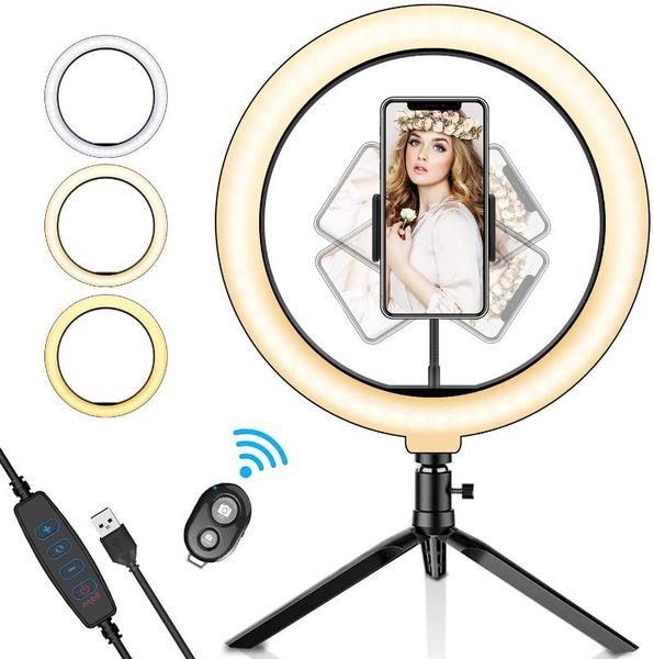 

10" vedio light led ring light with stand usb plug pgraphy ring lamp with phone holder bluetooth for selfie youtube live