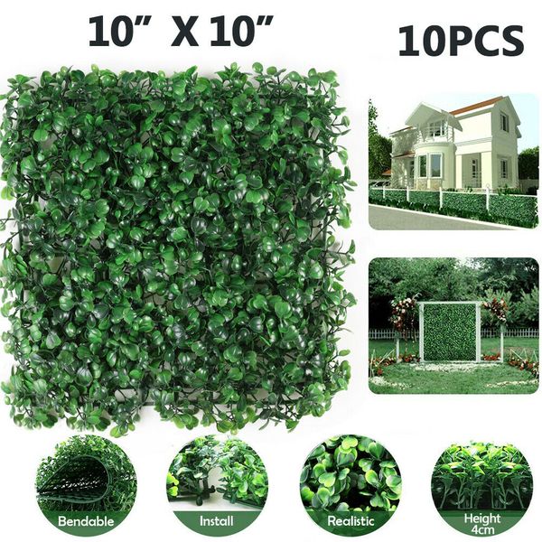 

10pcs&20pcs artificial boxwood mat wall hedge decor privacy fence panel grass