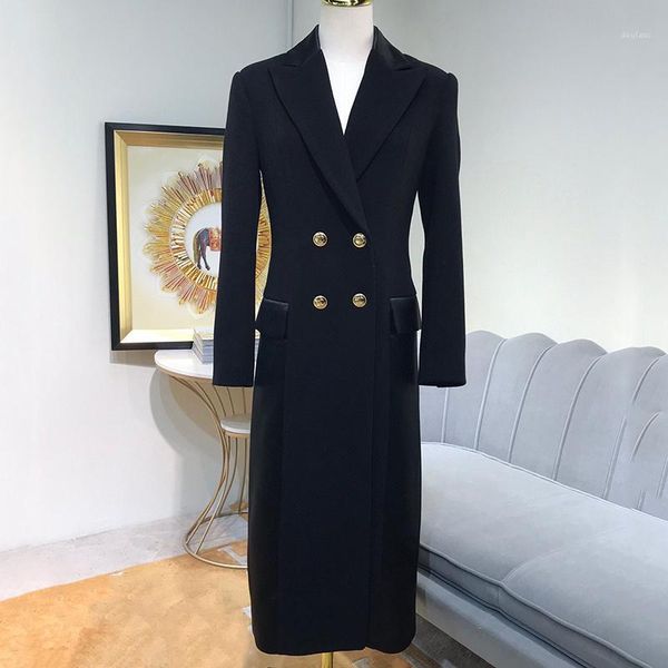

2020 wool coat winter jacket women cashmere wool blends long outerwear ladies streetwear1, Black