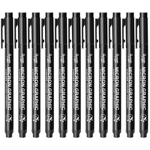 

6/9/12pcs Black Pigma Micron Pen Set Fine Needle Pen Comic Drawing Pen Hook Line Stroke Hand-painted Soft Tip Sketch