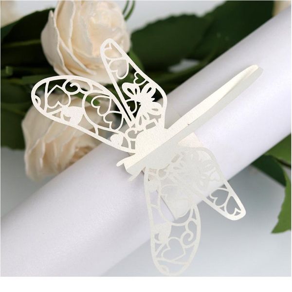 

100pcs dragonfly pattern napkin rings paper towel napkins holders napkin buckle for wedding party banquet dining tab qylcat