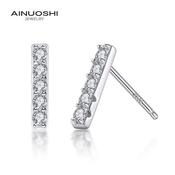 

ainuoshi 925 sterling silver stud earrings women engagement silver stud earring for princess girls wedding party jewelry gifts y200106, Golden;silver