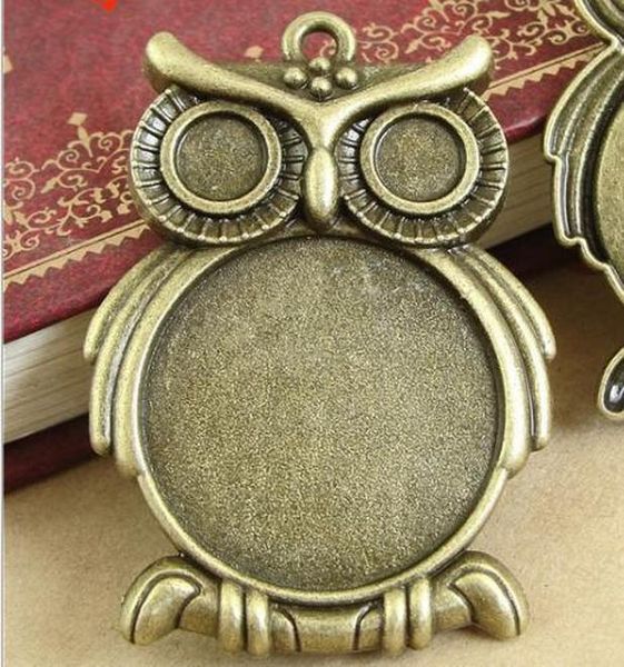 

10pcs 25mm owl bird pendant blanks setting tray for glass cameo cabochons zinc alloy diy jewelry accessories h bbyrjd, Black