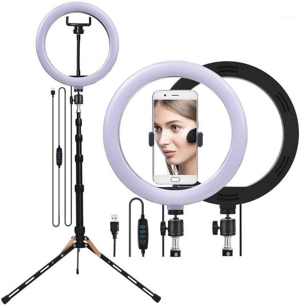 

flash heads fosoto 26cm led selfie ring light usb port lamp pographic lighting ringlight with tripod for phone youtube makeup video1