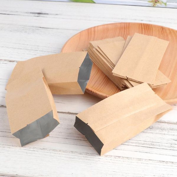 

100pcs kraft paper side gusset bags aluminum foil sealing pouch packaging bag for dried fruit (10.5x5x2)