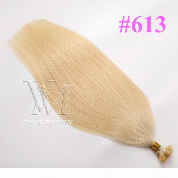 

vmae 100% virgin remy double drawn blonde brown flat tip silk straight 100g keratin glue pre-bonded human hair extensions, Black