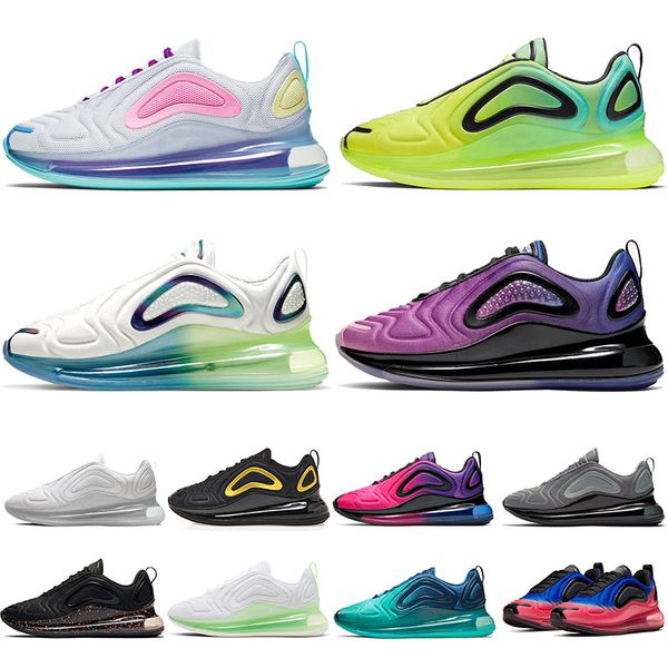 

720s mens womens running shoes tennis bubble pack triple black white purple pink sea forest athletic trainers men sneakers outdoors, White;red