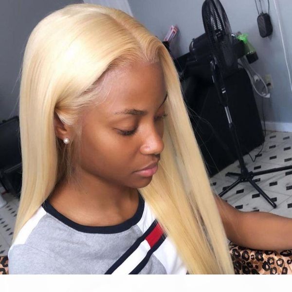 

brazilian human hair full lace wigs with baby hair 613 blonde straight hair wigs 130% density lace front wigs, Black;brown