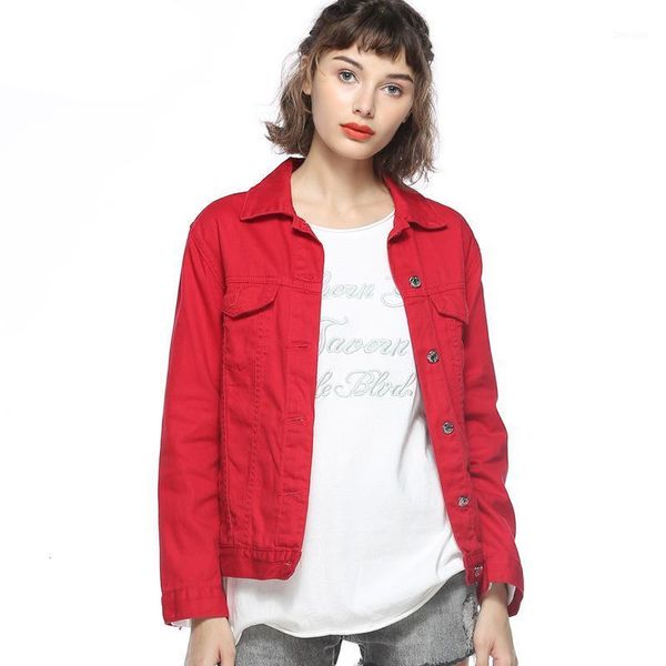 

spring denim jackets female plus size boyfriend short coat single breasted red pink black blue korean casual jeans jacket women1, Black;brown