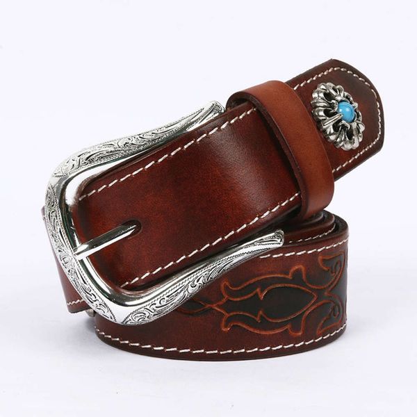 

dance decoration carving folk leather men's and women's belt guangzhou, Black;brown