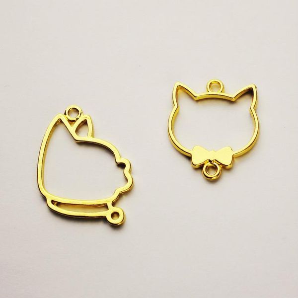 

кошка с bow tie открытая рамка charm kawaii kitty deco рамка для uv смолы наполнение pet jewelry diy настройка золотой кабошон настройка wmt, Black